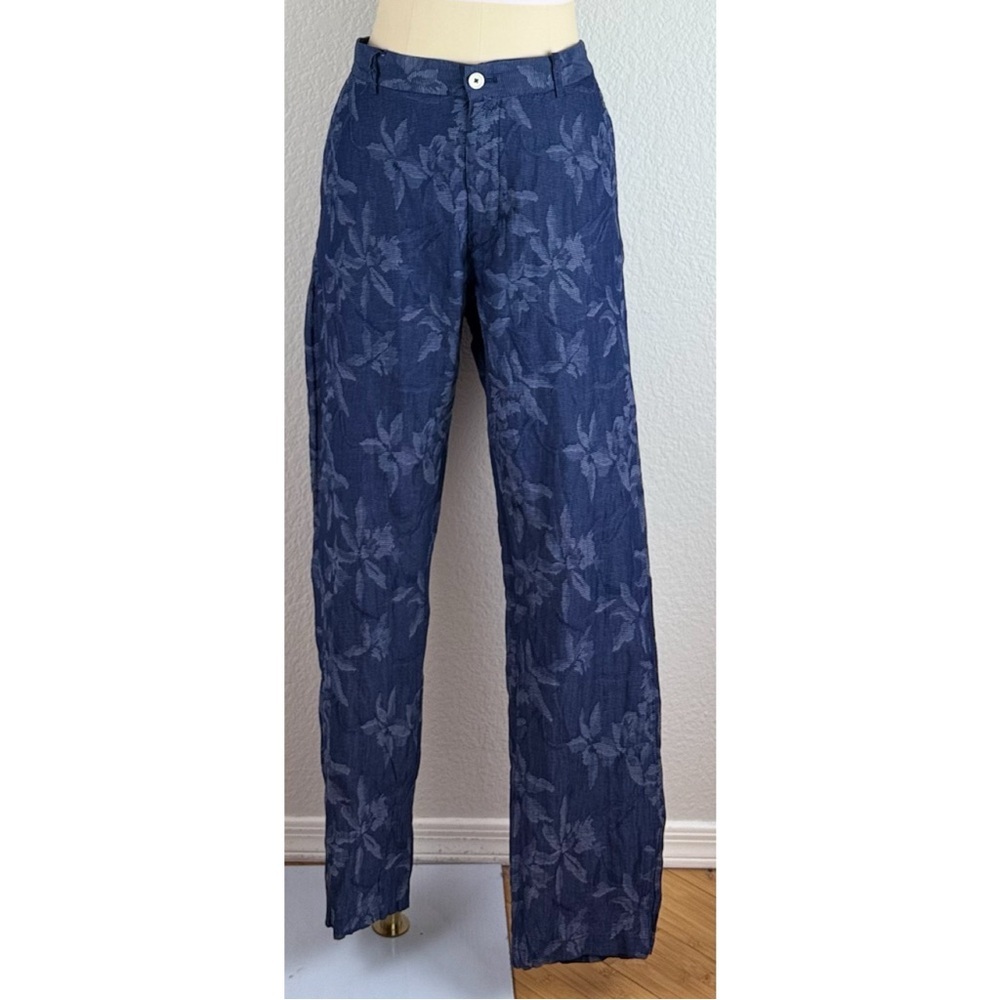 Robert Gramham Men's Cotton Tailored Fit Tropical Patterned Pants, size 36
